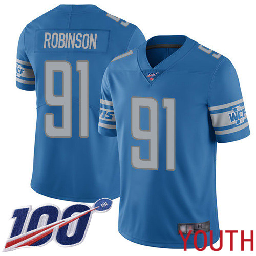 Detroit Lions Limited Blue Youth Ahawn Robinson Home Jersey NFL Football #91 100th Season Vapor Untouchable->youth nfl jersey->Youth Jersey
